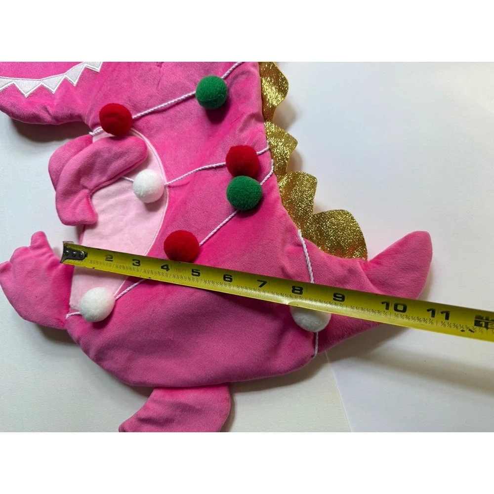 NWT‎ HOBBY LOBBY Pink Dinosaur Shaped with Pom Pom Christmas Themed Stocking